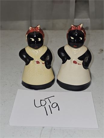 Vintage Ceramic Black Americana Salt & Pepper Shakers