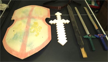 Homemade Wood Shield & Swords