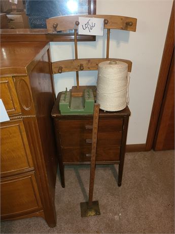 Sewing Lot: Supplies/Wood Cabinet/Twine & More