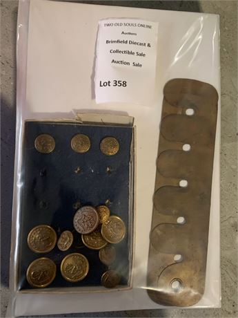WWII to Vietnam Era Metal Buttons & Vintage Button Gauge Tool