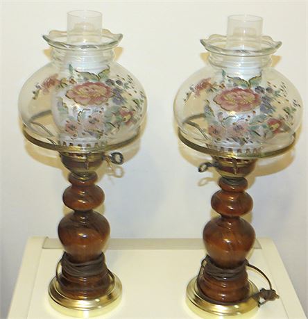 Vintage Floral Hurricane Lamps