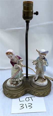 Vintage European Style Porcelain Figurine Lamp