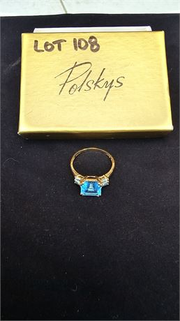 14k Ladies Sky Blue Aquamarine Ring Sz 11 2.5 dwt