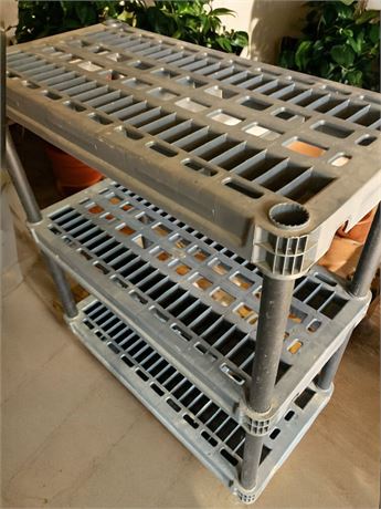 Gray Plastic 3-Tier Storage Unit