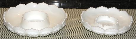 Vintage Fenton Hobnail Small Milk Glass Chip & Dip Bowls