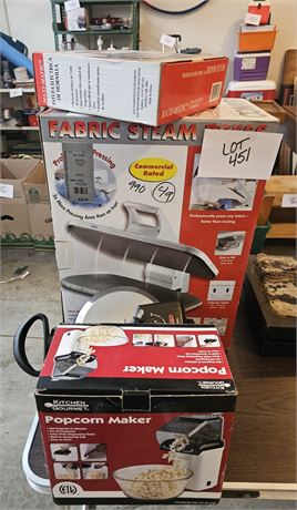 Mixed Kitchen Small Appliances- Fabric Steamer, Popcorn Maker, Waffle Maker & Mo