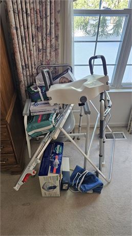 Mixed Medical Supplies- Riser Toilet Seat, Walker, Safety Bed Rail & Much More