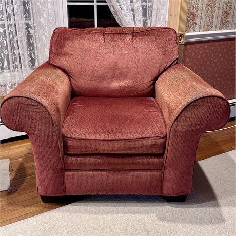 Broyhill Rusty Red Colored Upholstered Side Chair + Ottoman 31" x 36"D