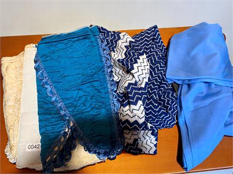 Vintage Blue and White Fabric, Swag & Sundress Lot
