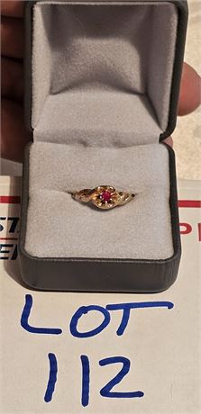14K Gold Ruby Ring Size 4.5 1.4 DWT