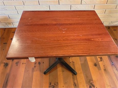 Mahogany Cafe Table W/Four-Prong Steel Base