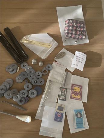 Sewing Beads, Buttons, Pin Cushion Lot