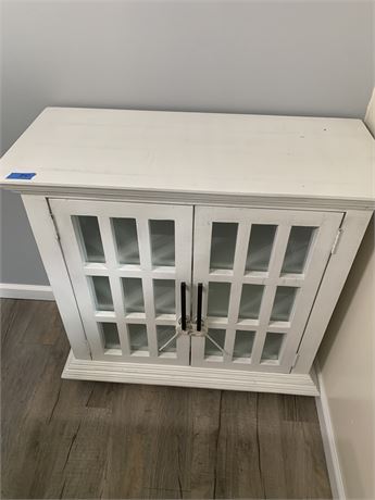 White Double Door Storage Console Accent Cabinet