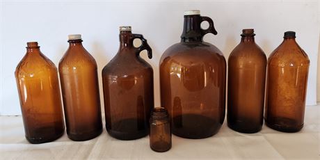 Brown Glass Jugs, Bottles