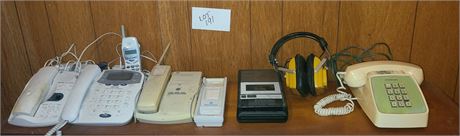 Mixed Electronic Lot-Telephones Corded & Cordless/Sears Cassette Recorder & More