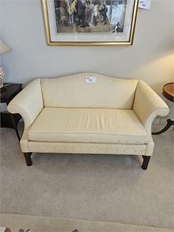 Northern Hickory Damask Light Yellow Upholstery Fabric Love Seat