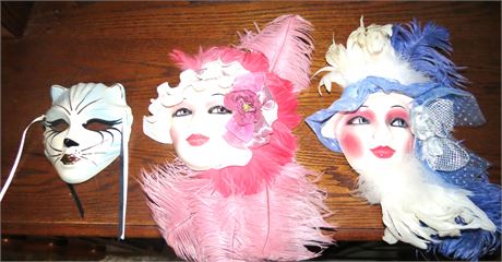 Ceramic Art Deco Masks, Porcelain Cat Mask