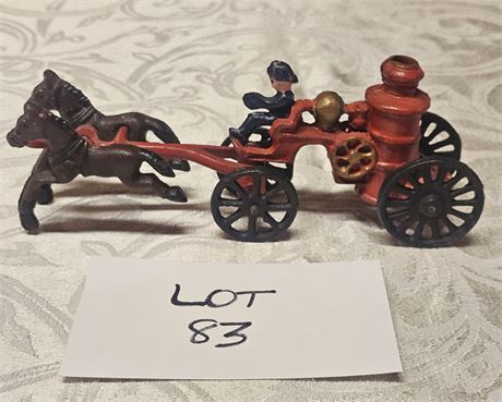 Vintage Cast Iron Horse Drawn Fire Engine