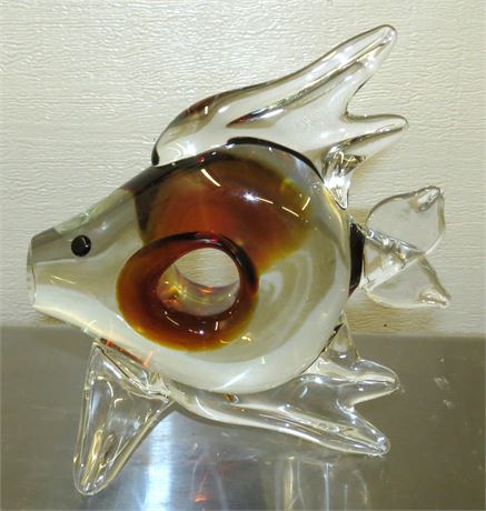 Vintage Chribska Glass Donut Hole Fish