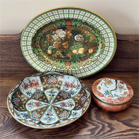 Vintage Daher Tin, Platter and Bowl - Made in England