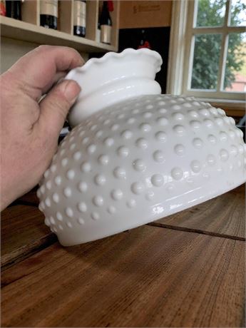 Super Glass Corp White Milk Glass Hobnail Replacement Lamp Shades W/Ruffled Top