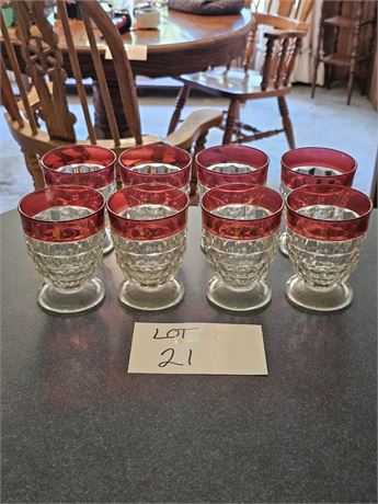Indiana Cranberry Whitehall Cubist Goblets Set Of 8