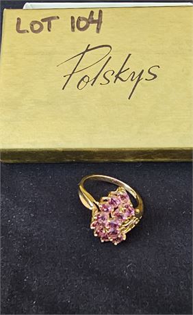 14K Pink Ice Cocktail Ring Sz 10 2.8 dwt