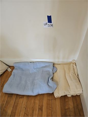 (2) Large Bed Blankets - 1 Blue & 1 Tan