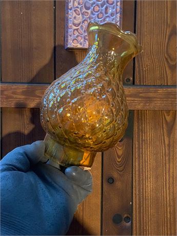 Amber Glass Quilted Diamond Replacement Chimney Shades & Hurricane Lamp Parts