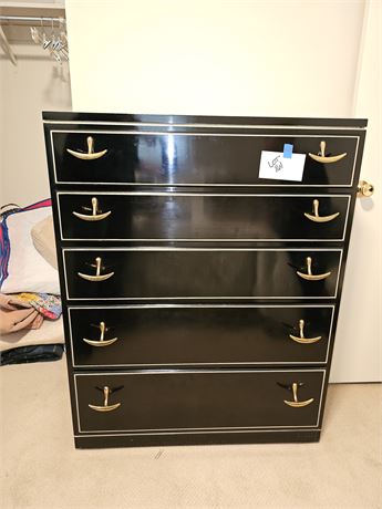 Kroehler High Black Gloss & Inlay Sterling Quality Dresser