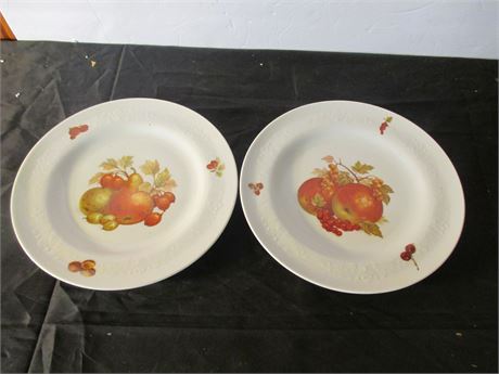 2 Vintage Scherzer Bavarian China 9 1/2" Art Fruit Plates