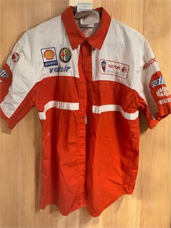 Xerox Super Bike Team Button Up Racing Shirt Red and White