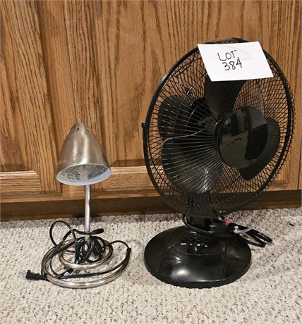 Silver Brush Desk Lamp & Table Fan