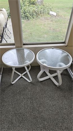 Matching Vintage Round Frosted Glass Vintage Patio Tables