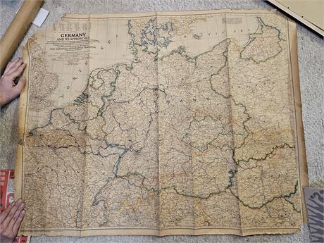 Vintage Germany WWII 1944 Map Print