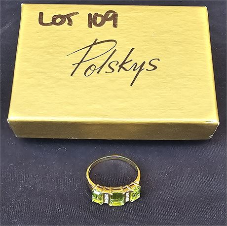 14k Ladies Peridot Cocktail Ring Sz 10 2.2 dwt