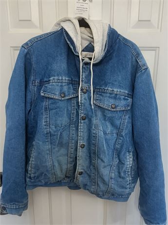 Saugatuck Dry Goods Company Ltd. Denim Trucker Jacket W/Gray Interior Sweatshirt