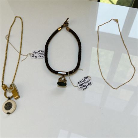 Victorian Hair Work Watch Chain W/Bloodstone Fob, 1920s Fob/Pendant Watch Chain