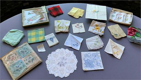 Vintage Lady's Emboidered Handkerchiefs Lot