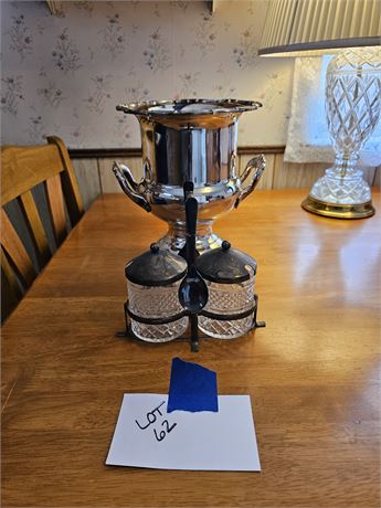 Silverplated Champagne Bucket & Plated Double Pickle Caddy