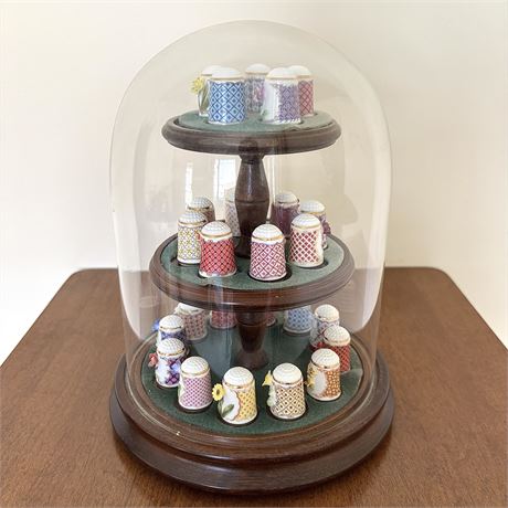 Thimble Collection in Domed Glass Display Case