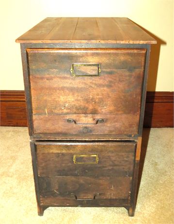 Antique 2 Drawer Wood File Cabinet