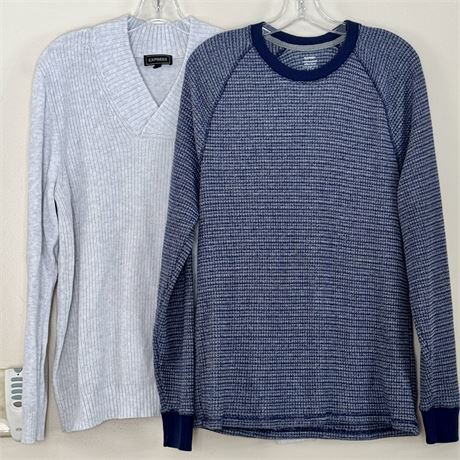 Men’s Old Navy & Express Knit Sweater and Waffle Thermal - Size Large