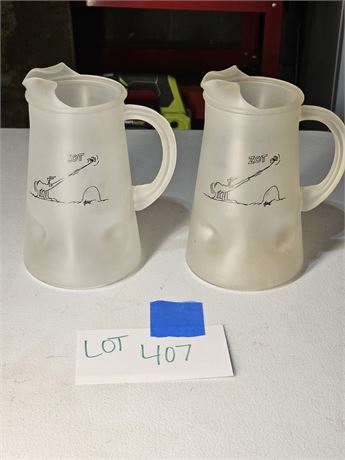 (2) Vintage BC Comics Frosted Pitchers