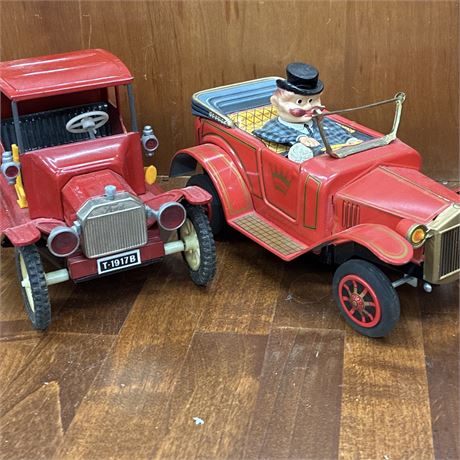Vintage Tin Toy Jalopy Friction & Battery Operated Car