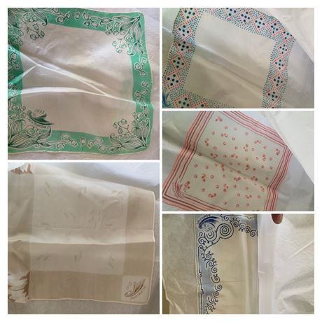 Vintage Japanese Silk Handkerchief Set of 6 From 1933 Chicago Worlds Fair