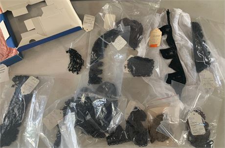 Victorian-Era Jet Dress Trim Collars, Black Silk Bravado W/Soutache & More