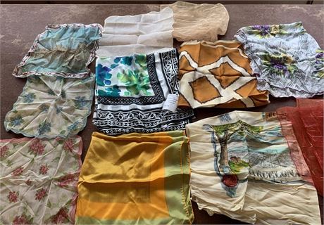 Vintage Decorative Scarf/Head Wrap Lot - Varying Patterns