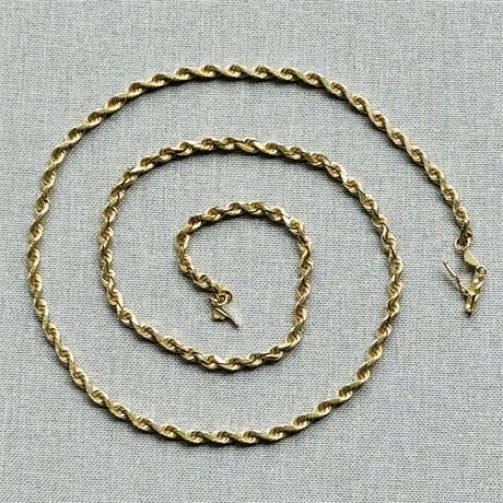 14K Yellow Gold Beverly Hills  20" Rope Chain - 12.51g