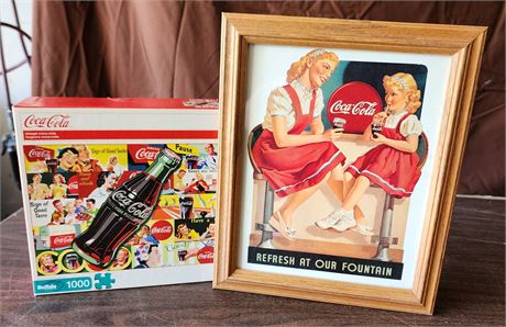 Coca-Cola Lot including 8 x10 Picture and Puzzle